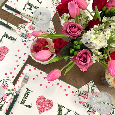 Pink and Green Valentine's Day Tablesetting