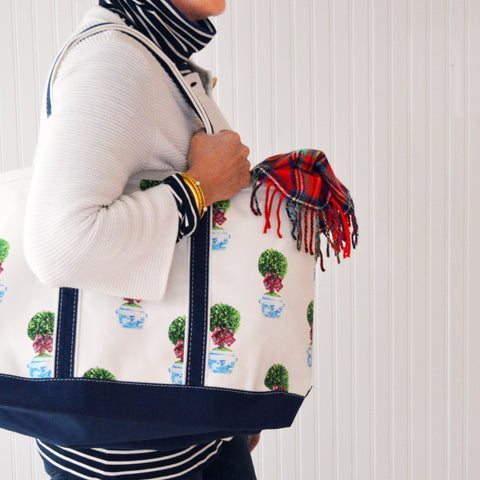 topiary tree canvas tote bag