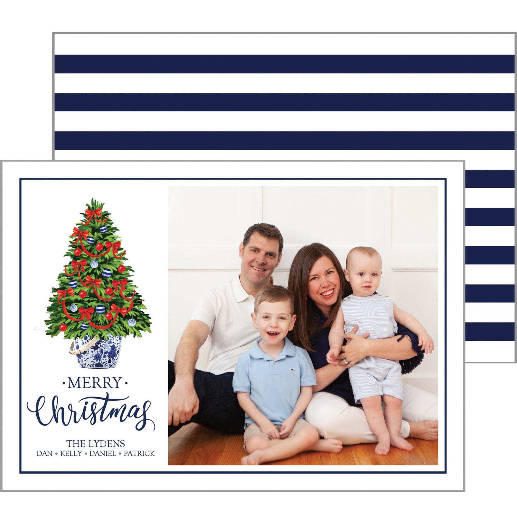 Blue and White Christmas Toile Photo Card - WH Hostess Social