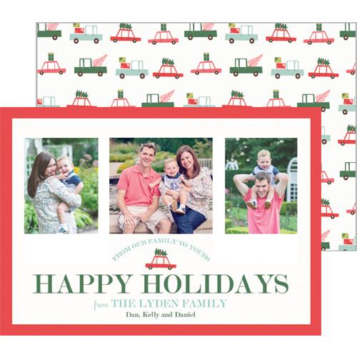 Boxwood Initial Vertical Christmas Photo Card - WH Hostess Social Stationery