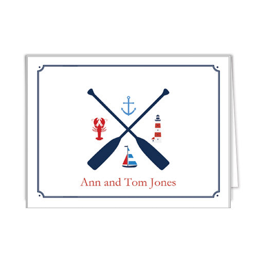Monogrammed Canvas Boat Tote Personalized Flat Notecards - WH Hostess  Social Stationery