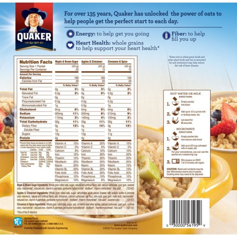 Quaker Instant Oatmeal Variety Pack (52 Count) - Ship To ...