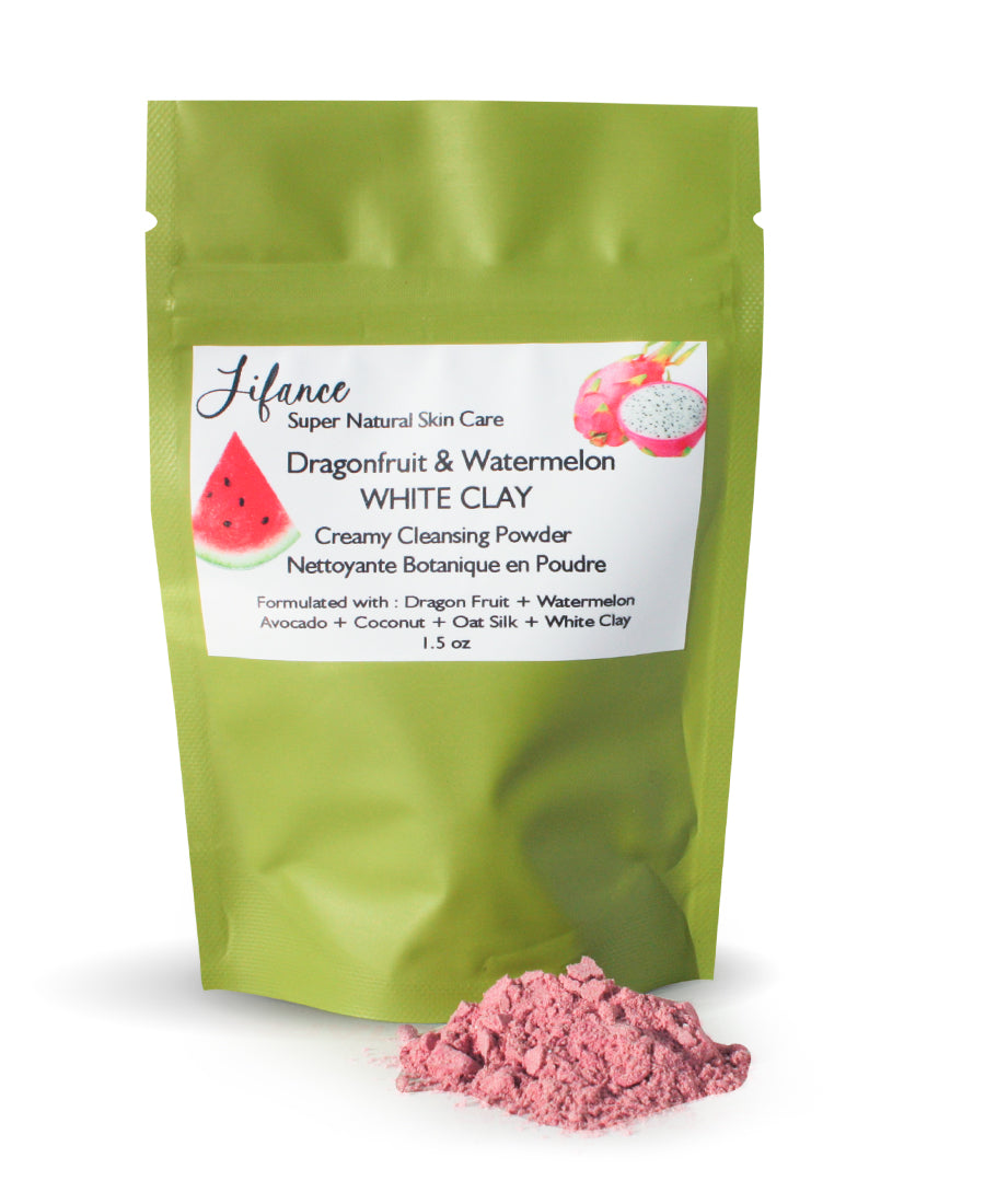 DRAGON FRUIT & WATERMELON White Clay Creamy Cleansing Powder  oz -  LIFANCE Super Natural Skin Care