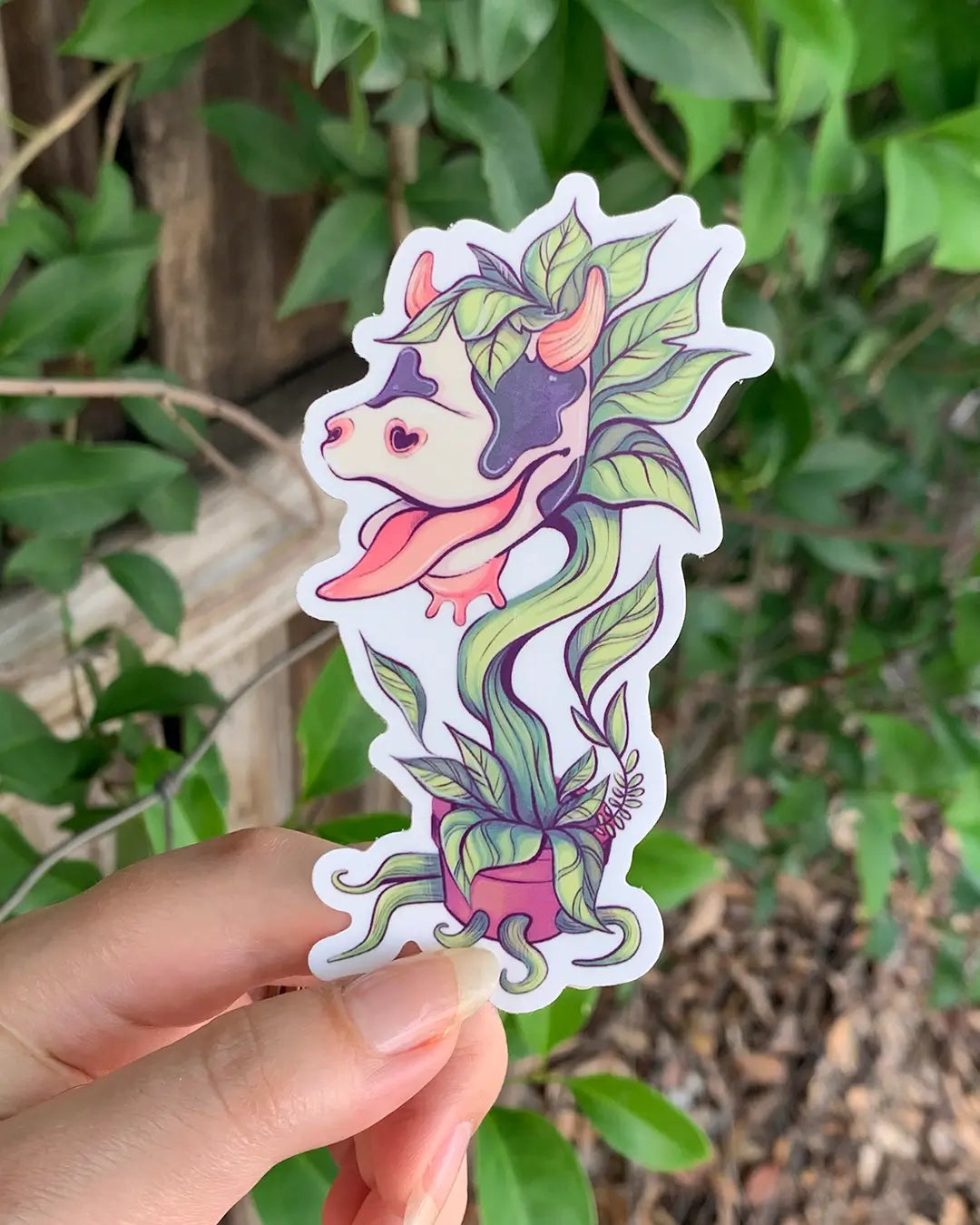 Sims Cow Plant stickers printed by Rockin Monkey