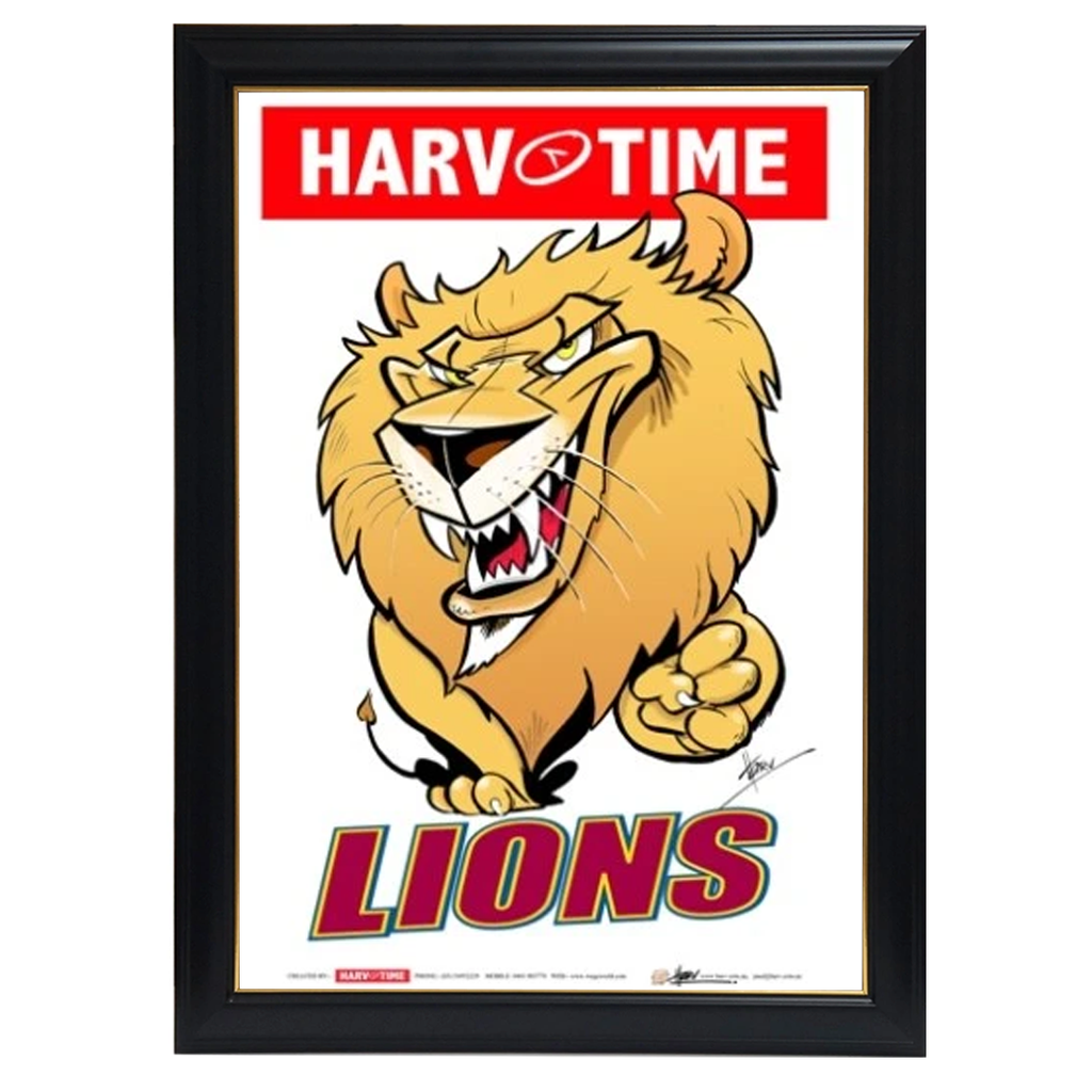 Brisbane Lions, Mascot Print Harv Time Print Framed - 4179 ...