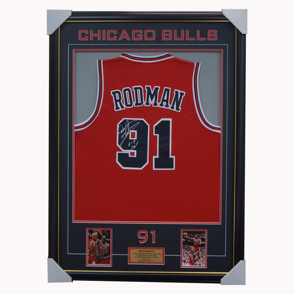 SSG Certified Dennis Rodman Signed Bulls Jersey (Red) - Superstar Greetings