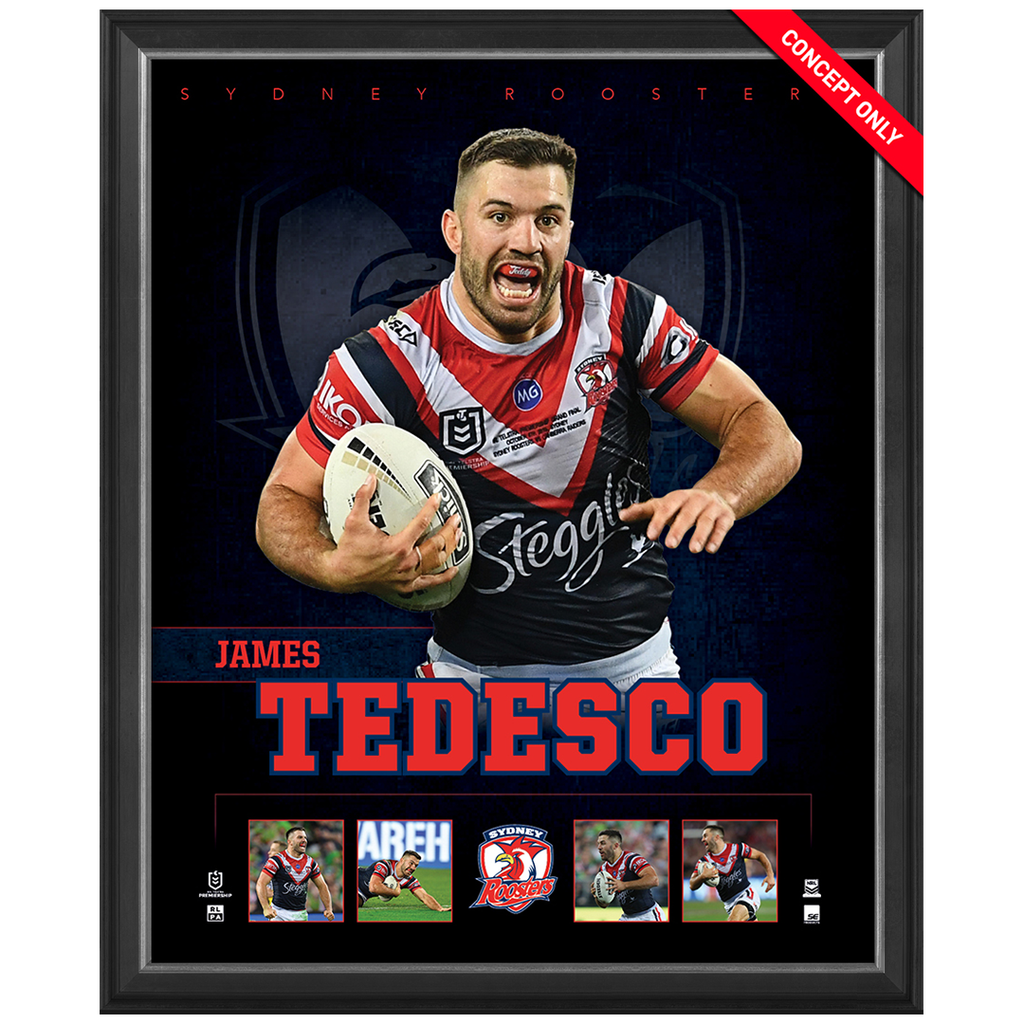 James Tedesco Sydney Rooster Official Nrl Player Print Framed New - 43