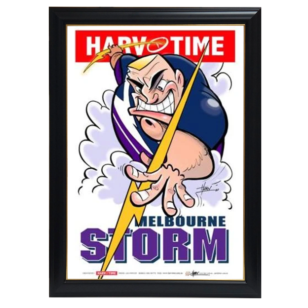 Melbourne Storm, Nrl Mascot Print Harv Time Print Framed 4156 HT