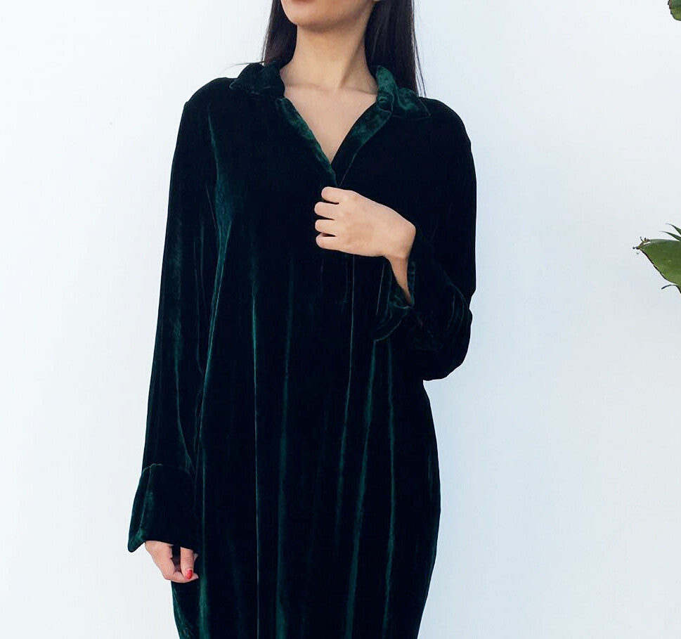 velvet and silk dress