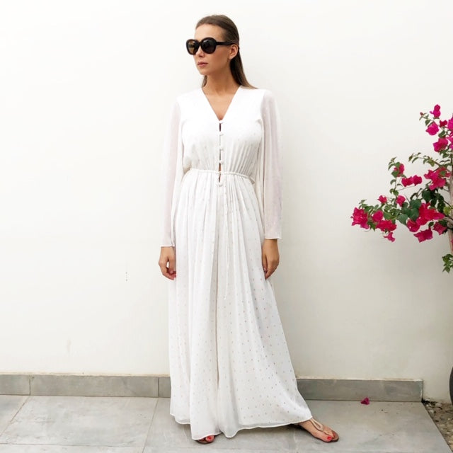 white chiffon jumpsuit