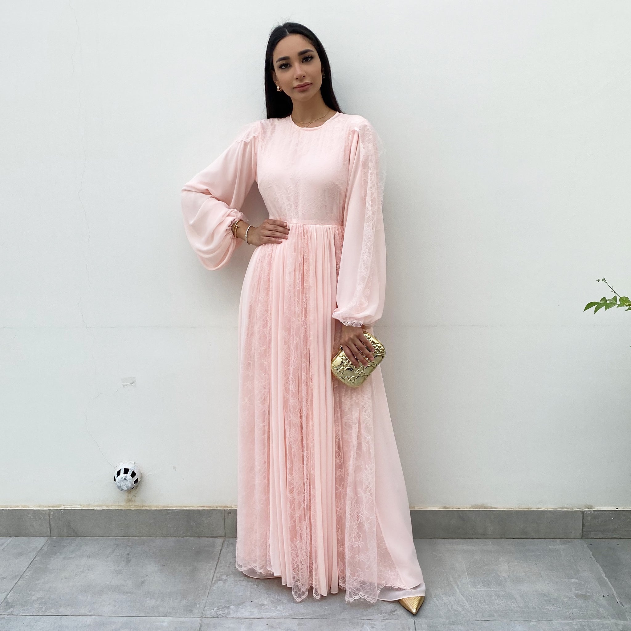 soft pink maxi dress