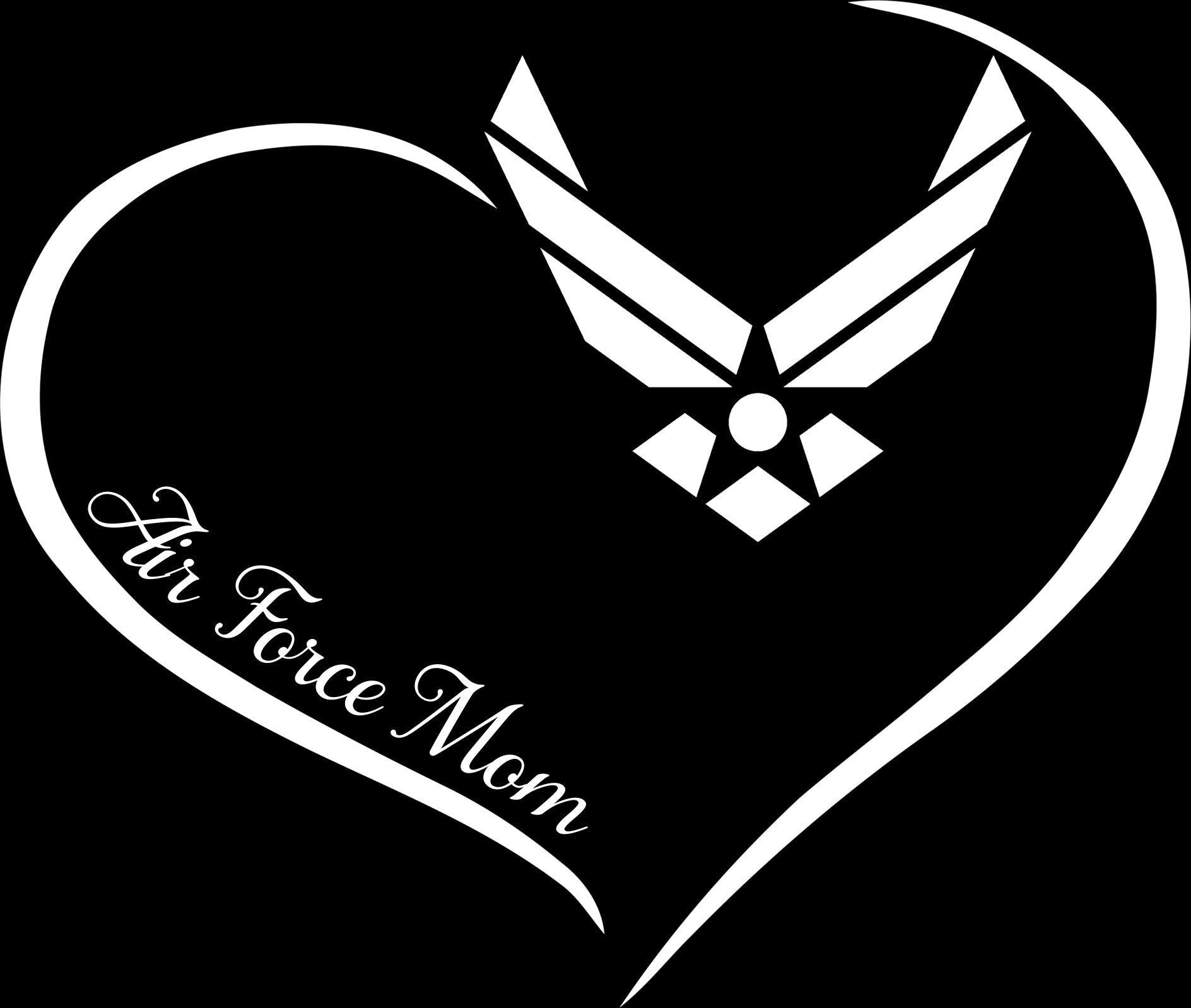 Download Air Force Mom Curve Heart Decal Motherproud