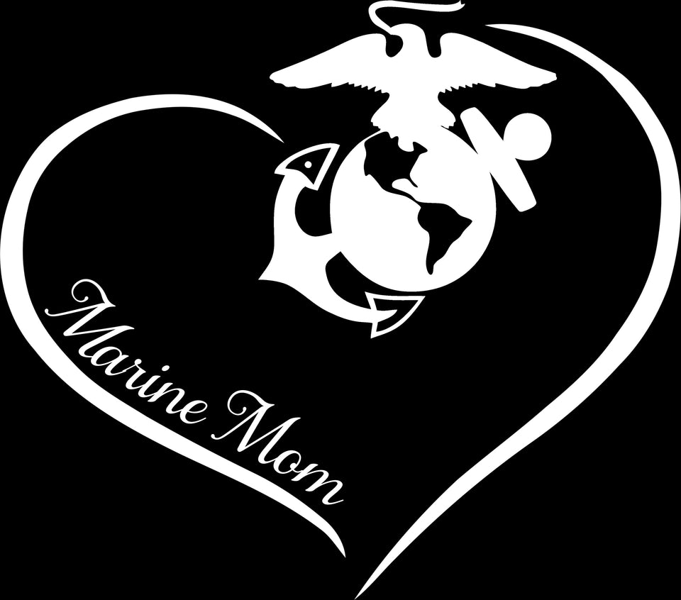 Marine Mom Curve Heart Decal – MotherProud