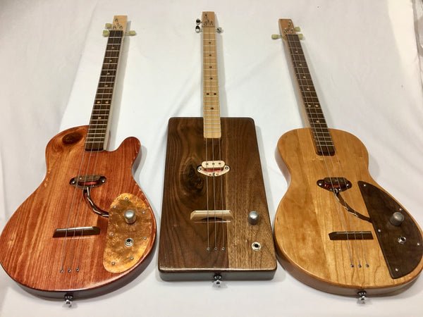 Handmade Solid Body Electric 3 String guitars by Mike Snowden of Snowden Guitars.