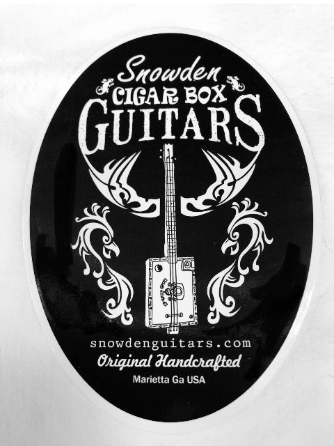 Vinyl Black & White Oval Bumper Sticker 3x5-inch CBG Cigar Box Guitar 