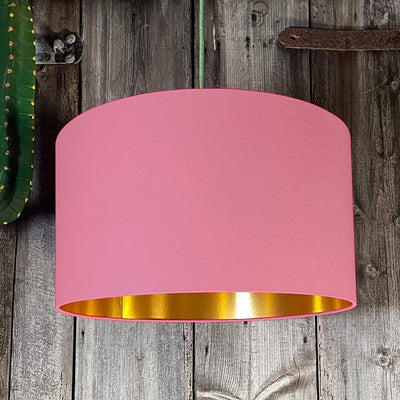 Hot Pink Silk Lampshade With Brushed Copper Lining