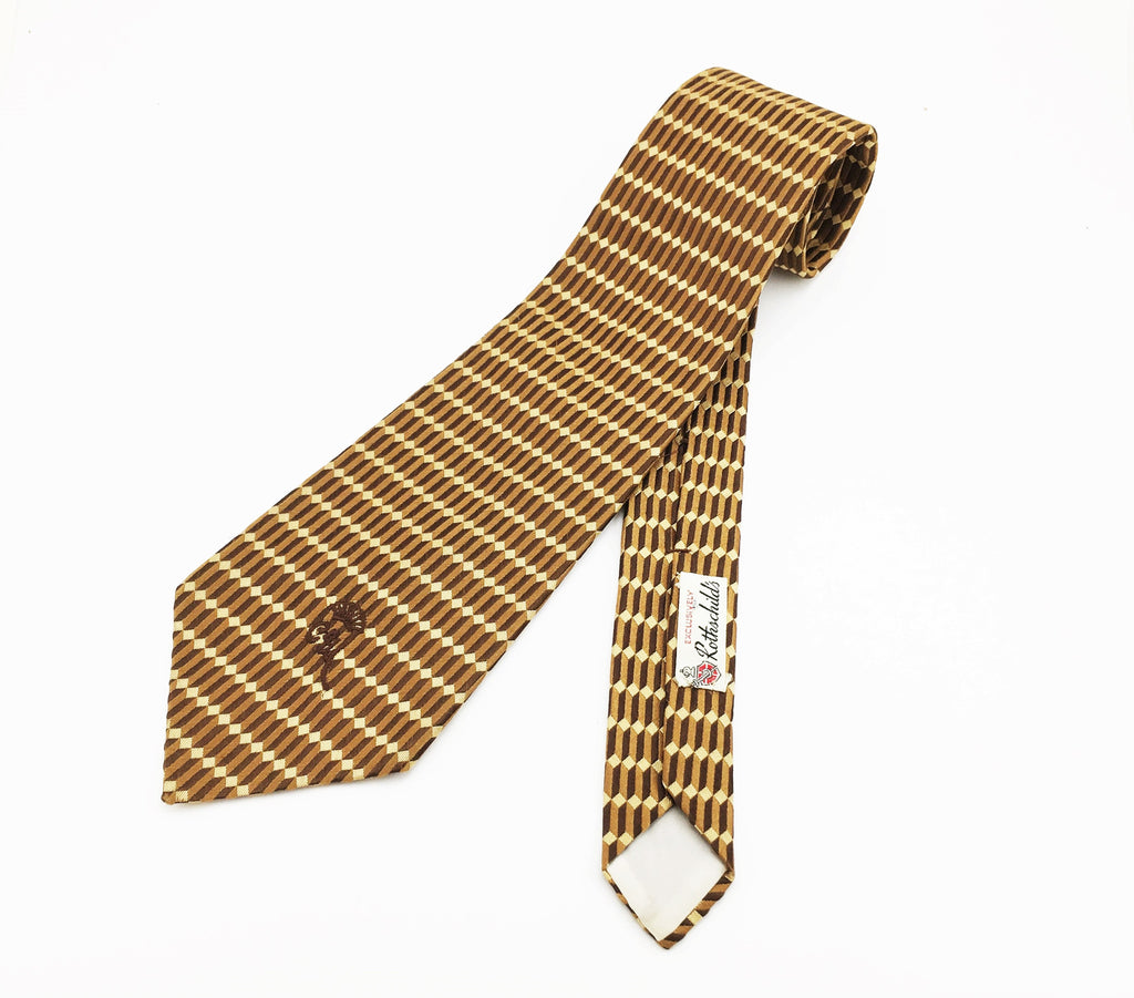 1970s COUNTESS MARA Tie Mens Vintage Wide Necktie with woven geometric ...