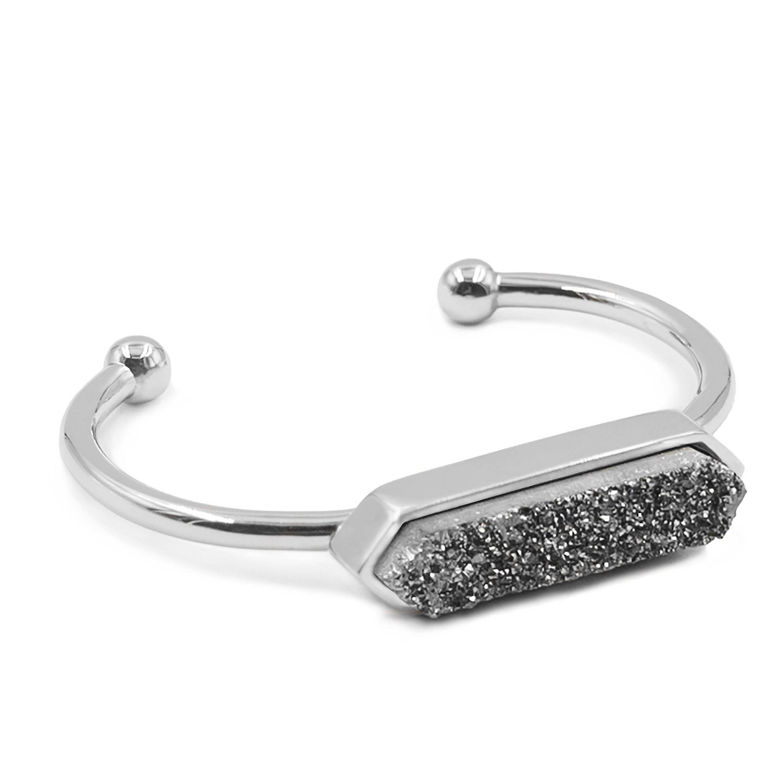 Image of Bangle Collection - Silver Stormy Quartz Bracelet