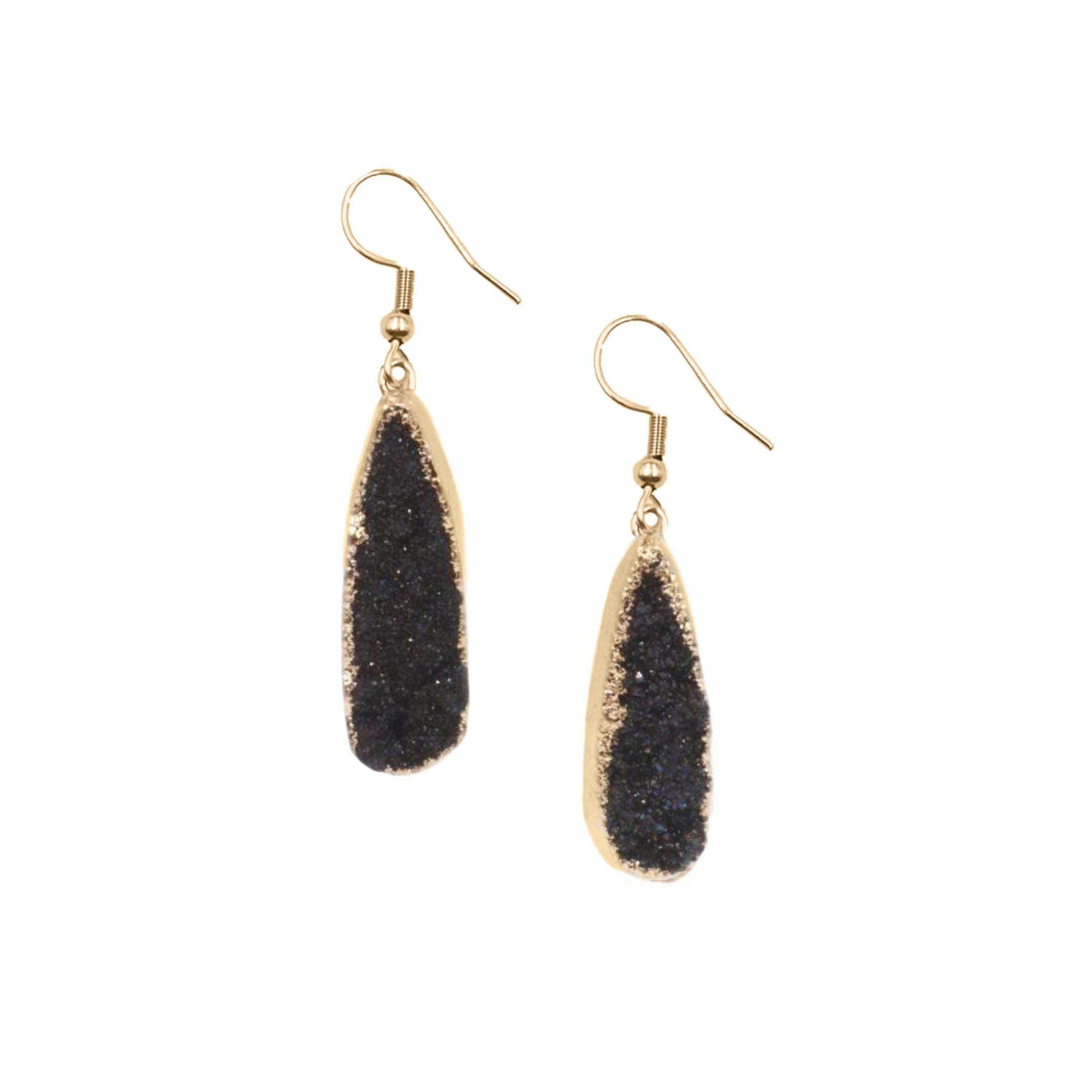 Image of Druzy Collection - Raven Drop Earrings