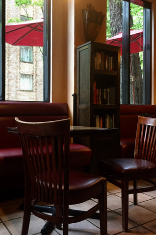 Inside Park Avenue Cafe, looking out. 