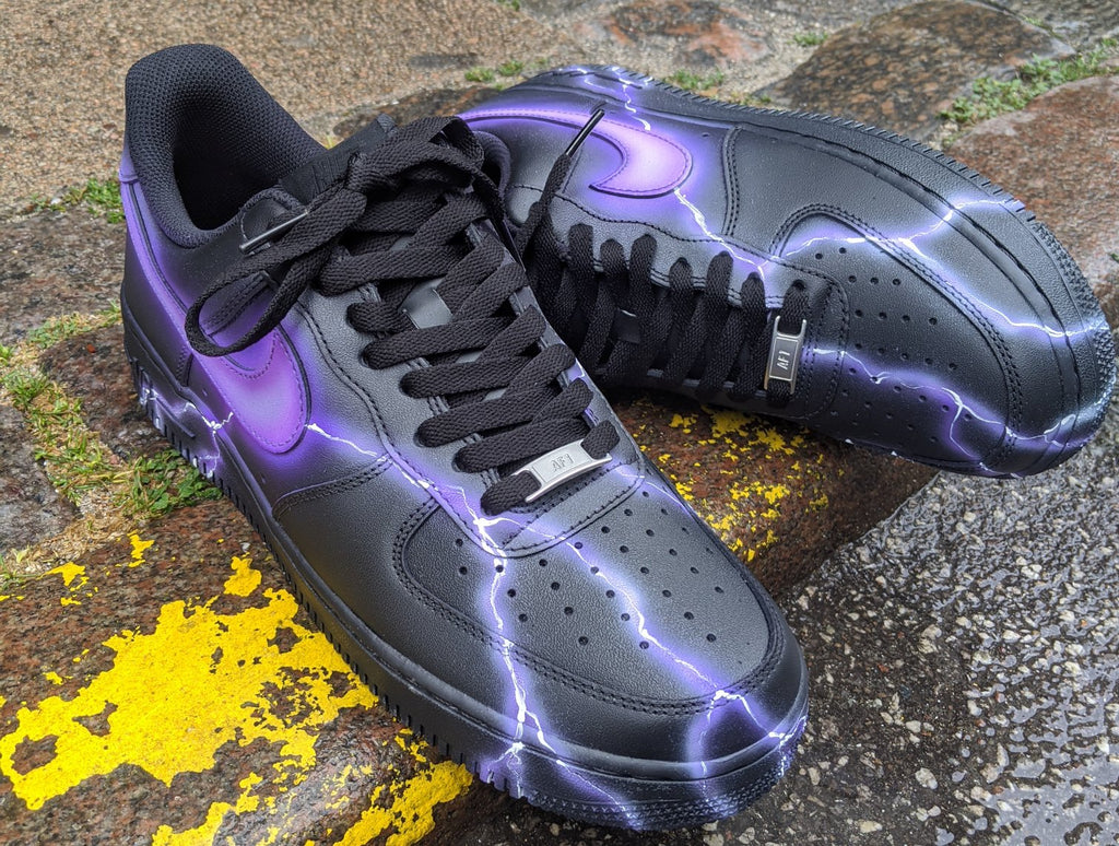 purple and black air force ones