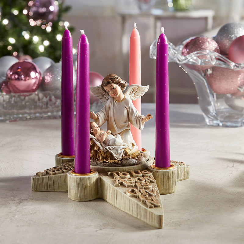 advent candle holder angel nativity catholic piece