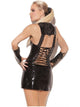 Elegant Moments EM-V8127 Vinyl mini dress with front zipper lace up back