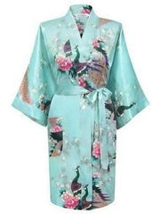 Hedvábný saténový květinový krátký kimono roucho saténový design