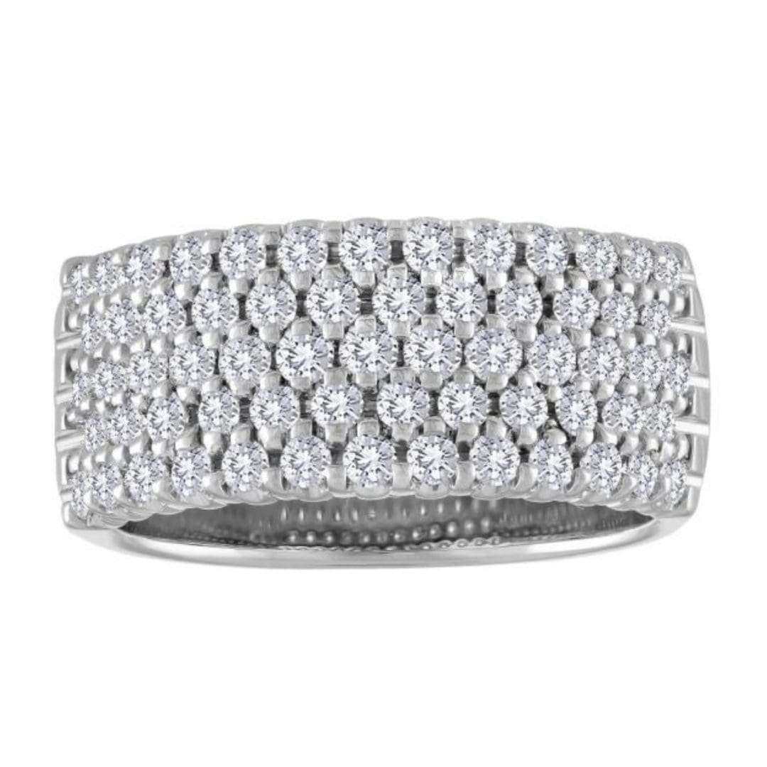 14K White Gold Diamond Honey Comb Band - 1.25ct