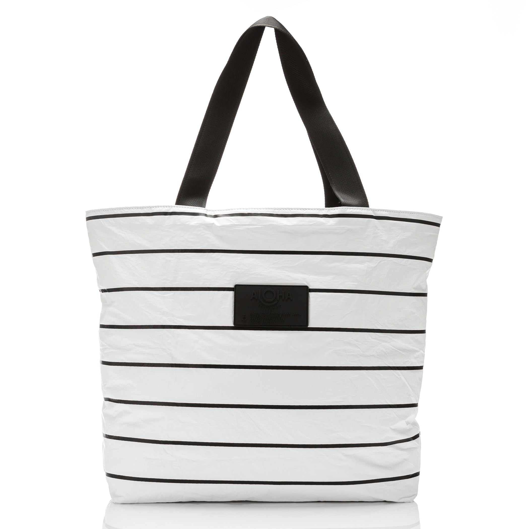 Day Tripper Tote in Black and White, Diagonal Stripes — RED DIRT ROAD