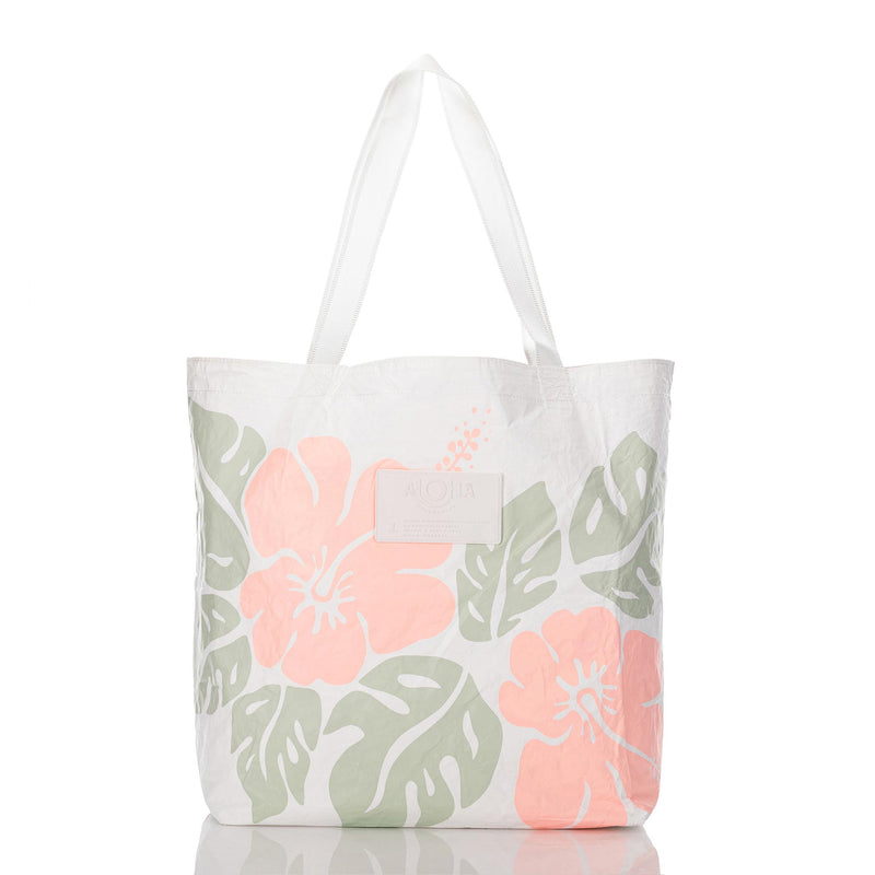 Big Island Hibiscus Reversible Tote in Melon | ALOHA Collection