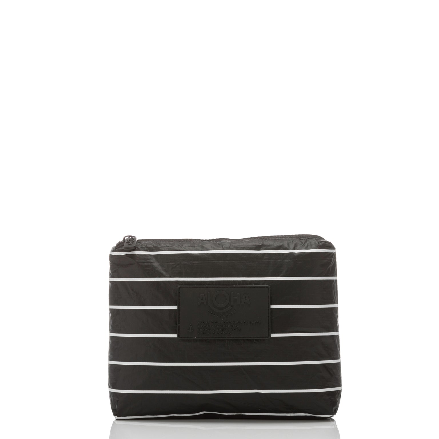 Pinstripe Zipper Tote in White on Black