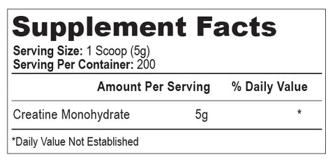 Creatine Monohydrate supplement facts