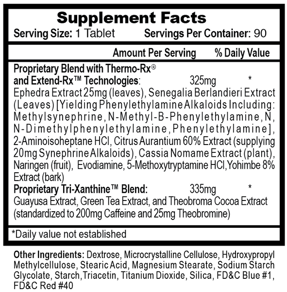 Lipodrene Hardcore Supplement Facts