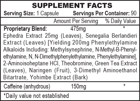 Stimerex Hardcore Supplement Facts