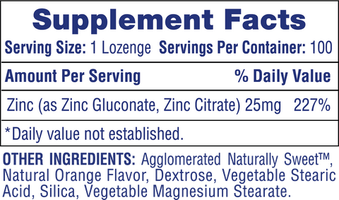 Zinc Lozenges Supplement Facts