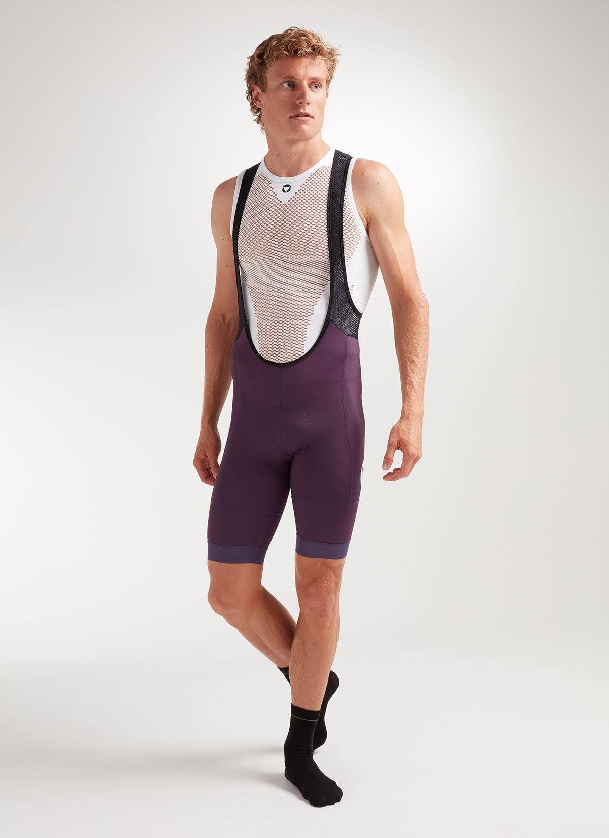 purple bib shorts