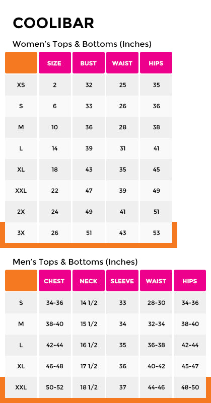 Coolibar Size Chart