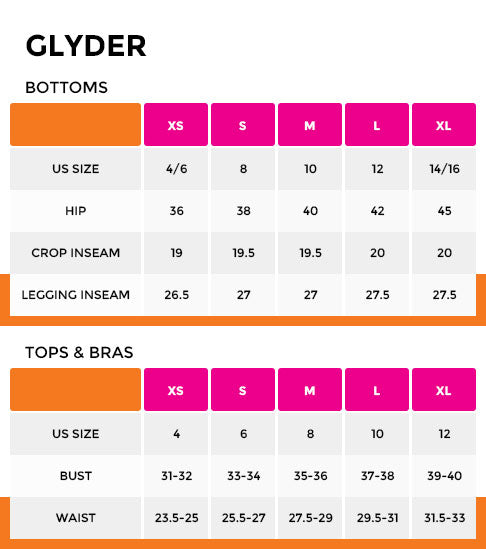 Glyder Size Chart
