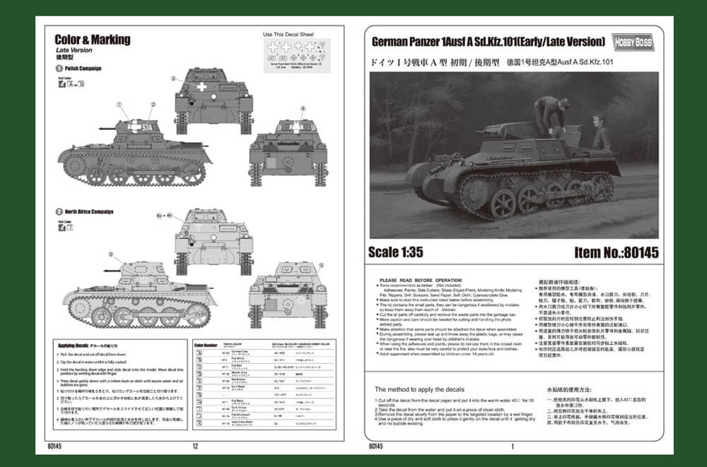 HobbyBoss 1:35 - Pz. Kpfw. I Ausf. A (Early/Late) - Panzer Models