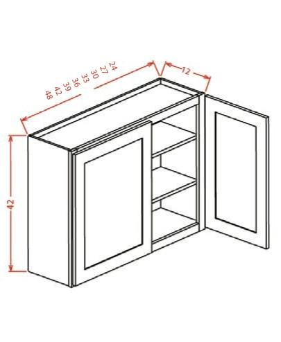 W3342B - 42 Double Door Wall Cabinet - Lait Grey