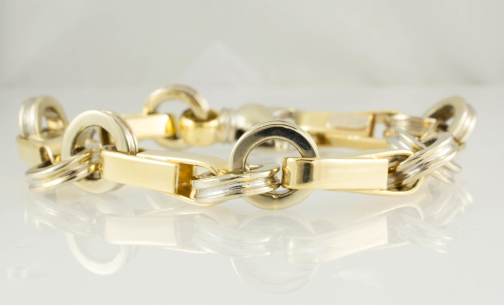 14 Kt Two Tone Gold Italian Men's Bracelet – NY Styles Jewelry