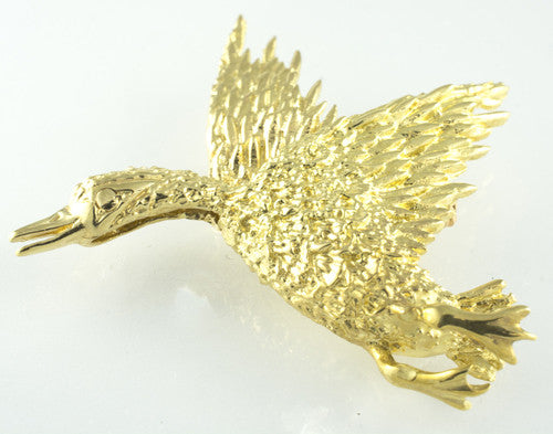 14 Kt Yellow Gold Duck Brooch