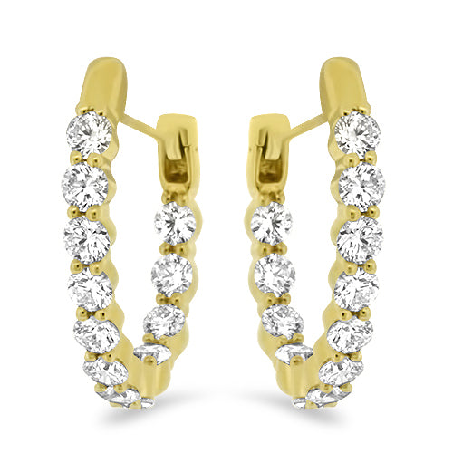 Yellow Gold Inside-Outside Diamond Hoops