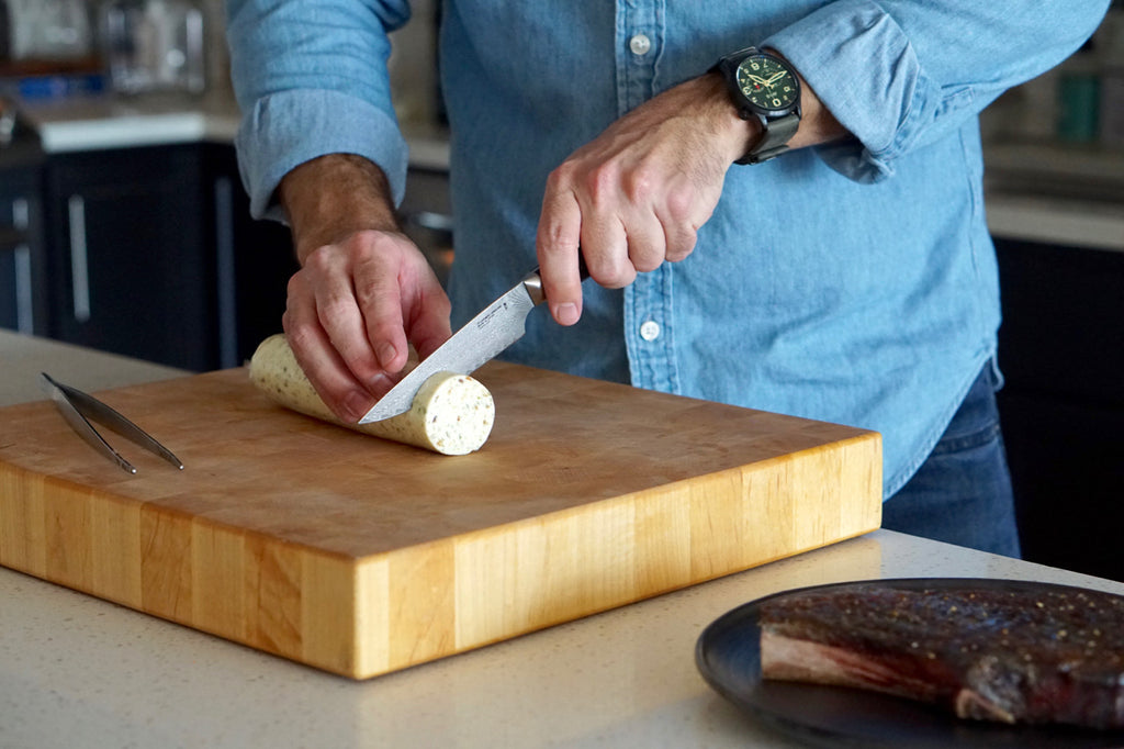 Slicing compound butter 