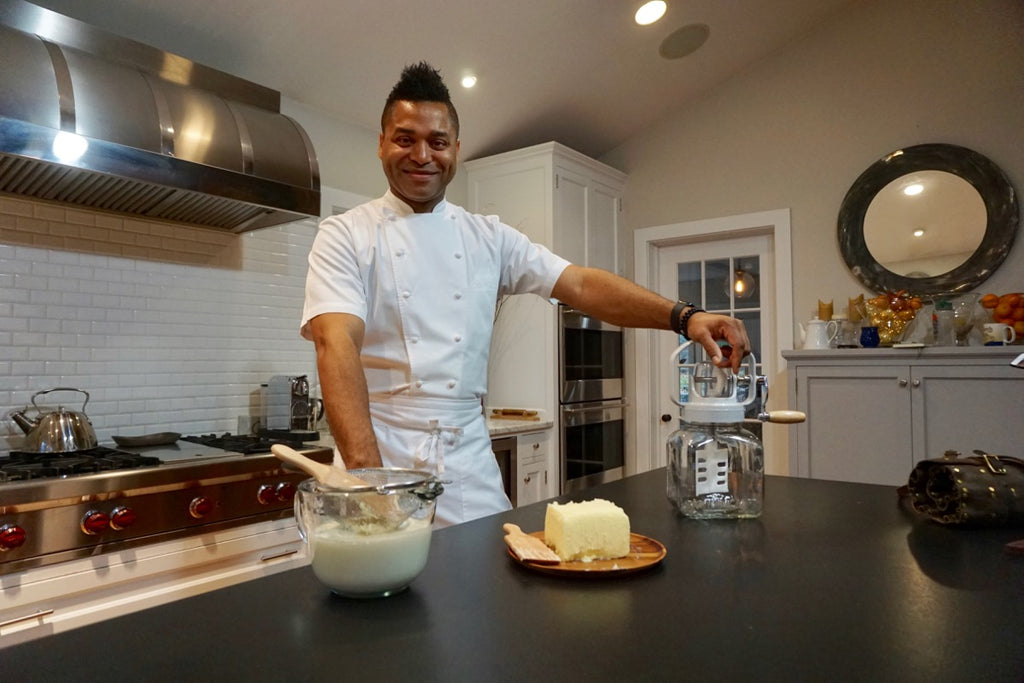 Chef Marlon with Churncraft butter churn and homemade butter