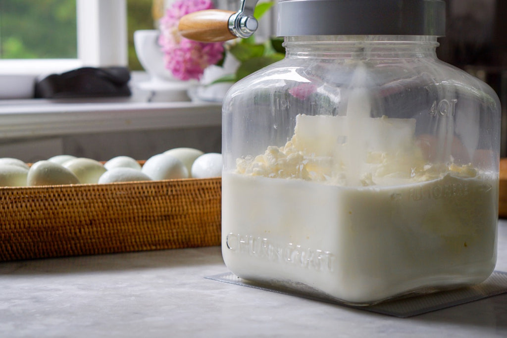 Freshly churned butter in the Churncraft churn