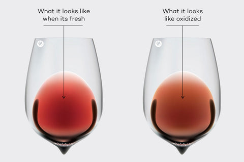 What red wine looks like when it is oxidized