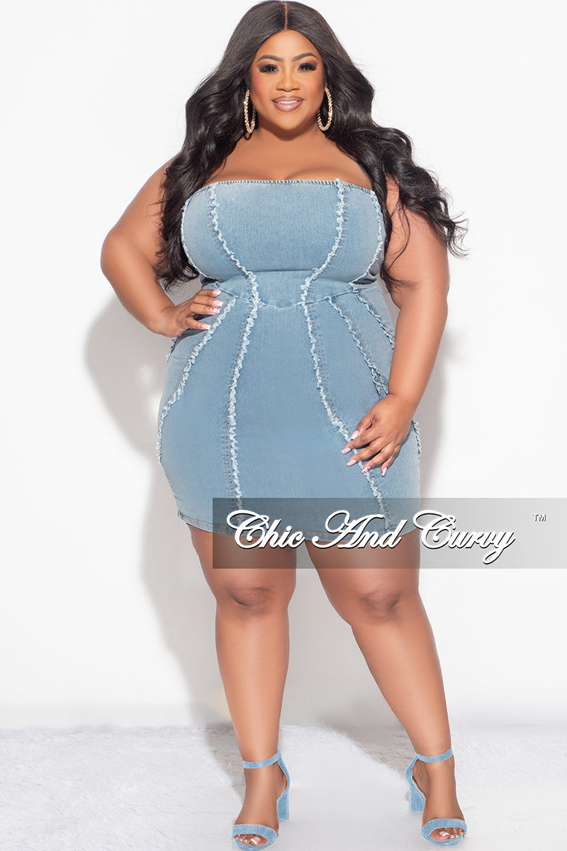 Image of Final Sale Plus Size Strapless Dress in Denim