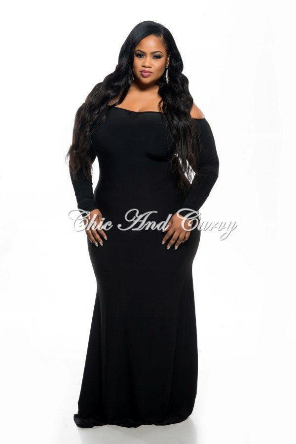 long black dress plus size with sleeves